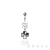 316L SURGICAL STEEL MULTI CZ CLOVER HEART BELLY BUTTON NAVEL RING 
